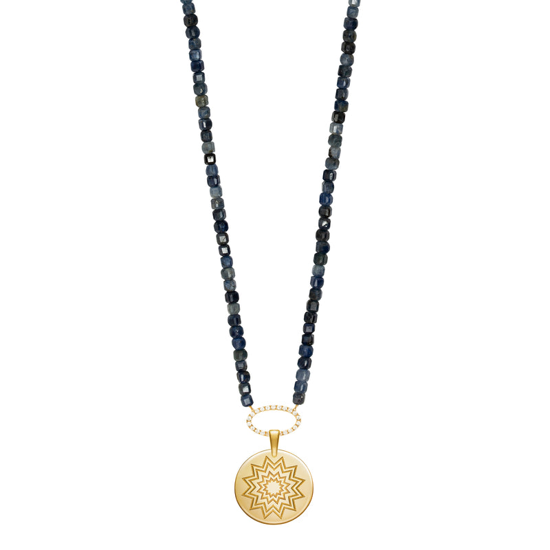 Sapphire Beaded Necklace with Multistar Pendant
