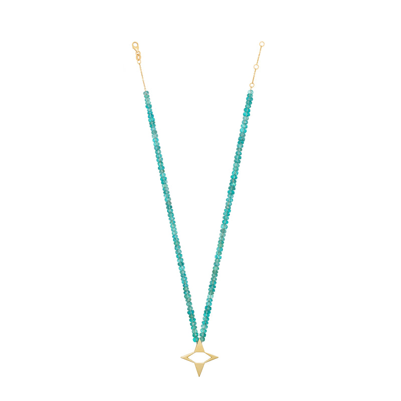 Apatite Beaded Necklace with Star Relief Pendant