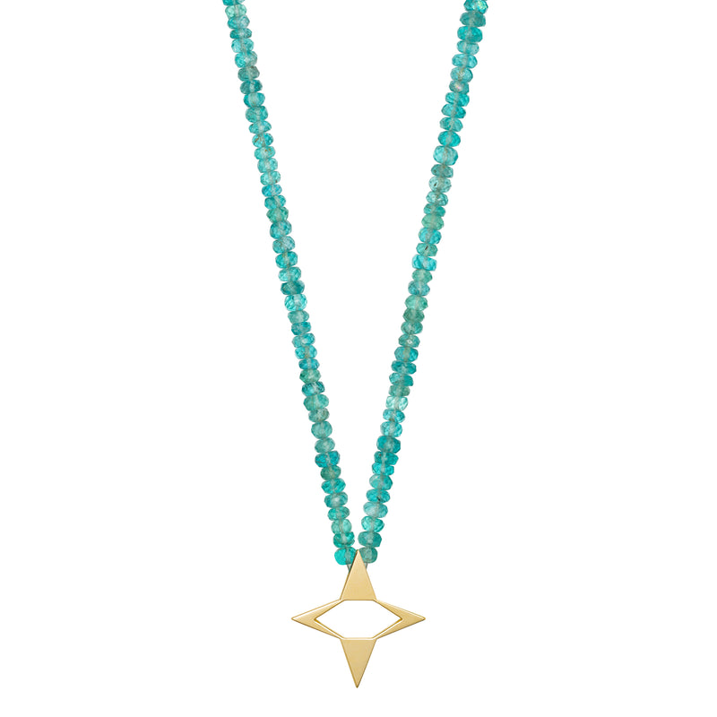 Apatite Beaded Necklace with Star Relief Pendant