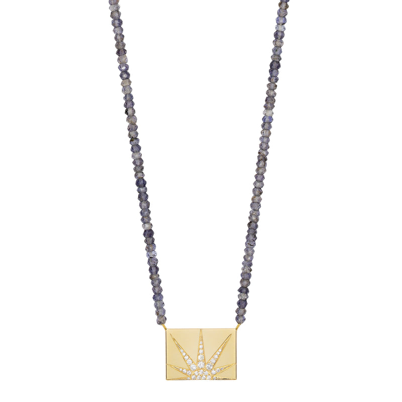 Rectangle Diamond Sun on Iolite Beads