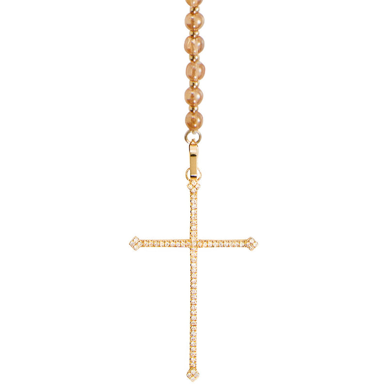 Aura Quartz Cross Rosary Necklace
