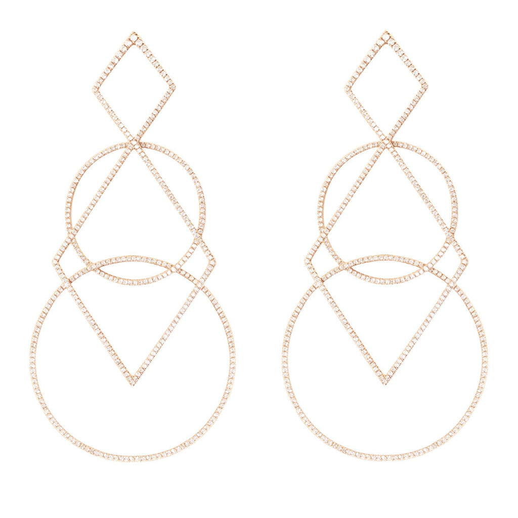 Diane Kordas Jewellery Diamond Geometric Earrings 18kt gold