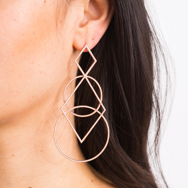 Diamond Geometric Earrings - Main Image