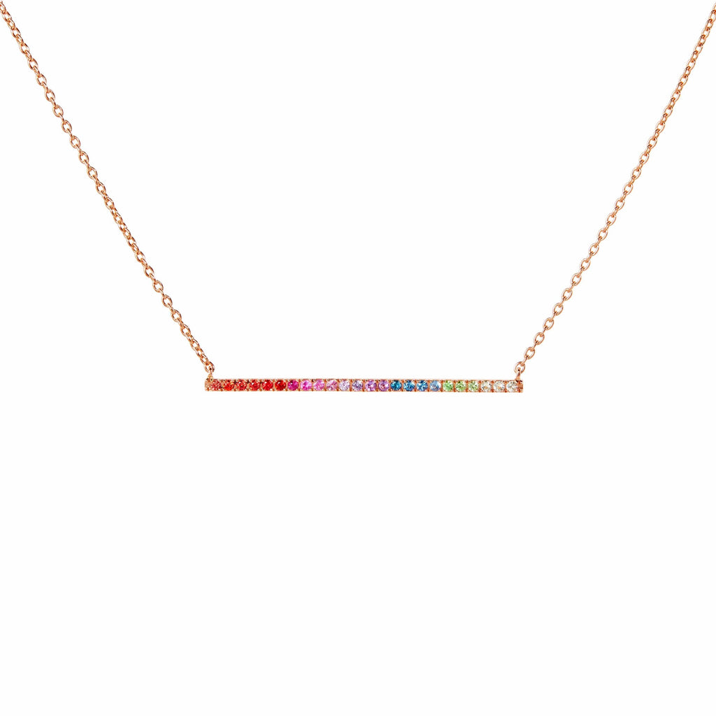 Diane Kordas Rainbow Sapphire Bar Necklace