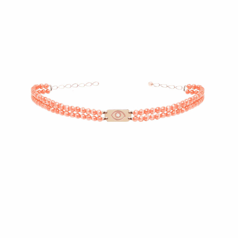 Coral Double Strand Choker