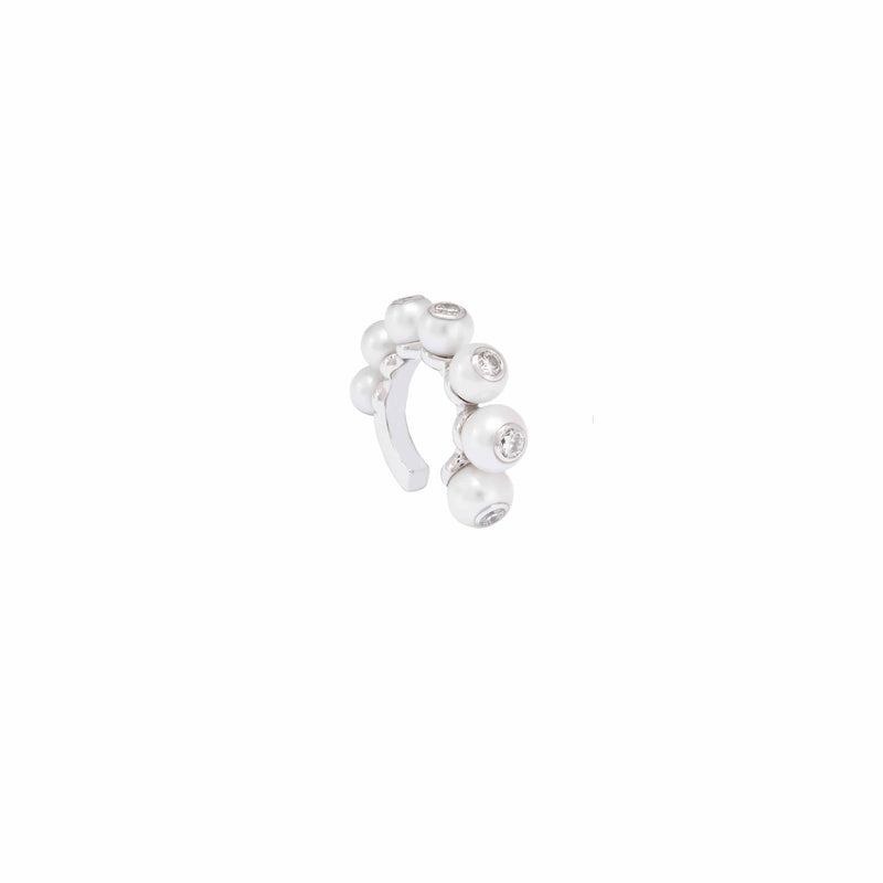 White Pearl And Diamond Ear Cuff