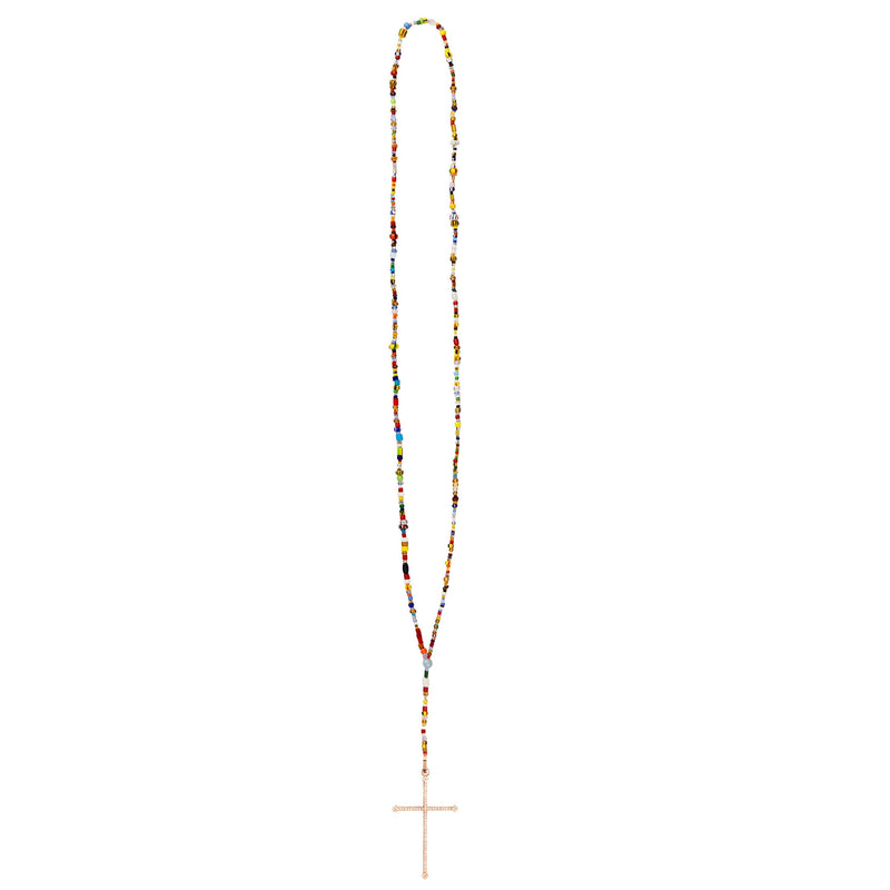 Rainbow Cross Rosary Necklace
