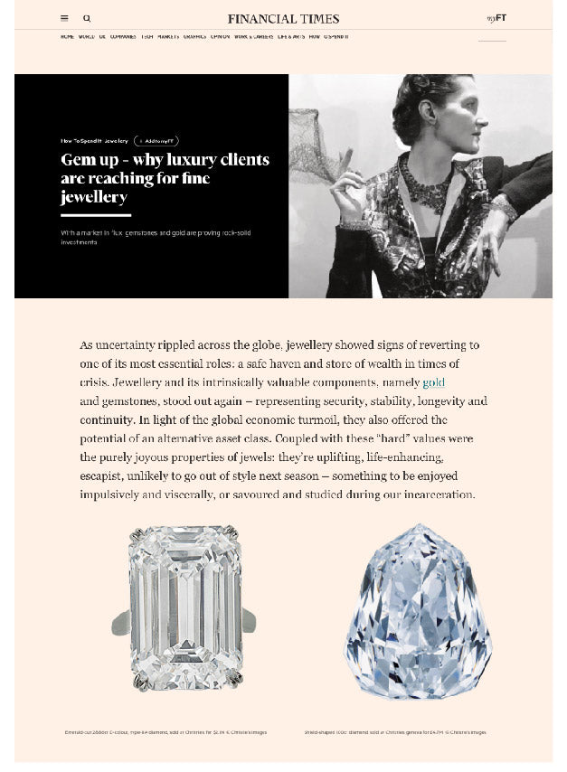 FT's GEM UP - Why Luxury Clients are Reaching for Fine Jewellery - Vivienne Becker