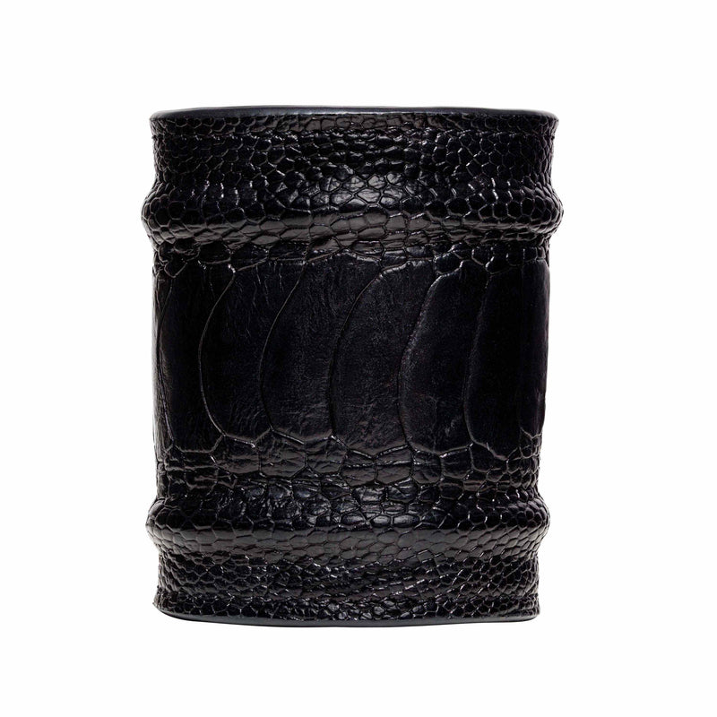 Black Ostrich Leather Cuff