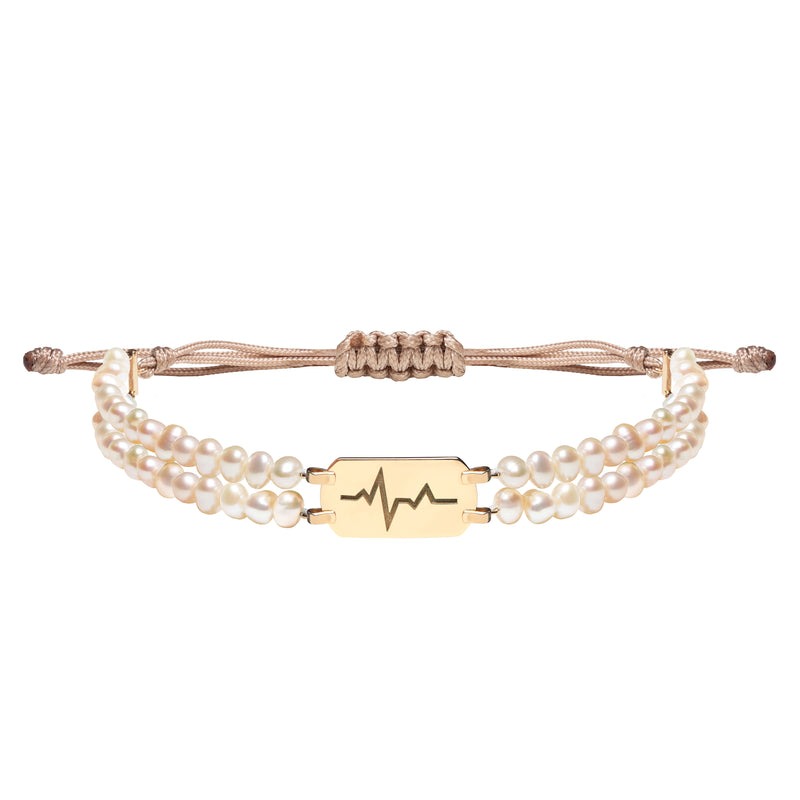 Heartbeat White Pearl Double Strand Bracelet