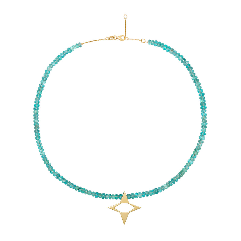 Apatite Beaded Necklace with Star Relief Pendant