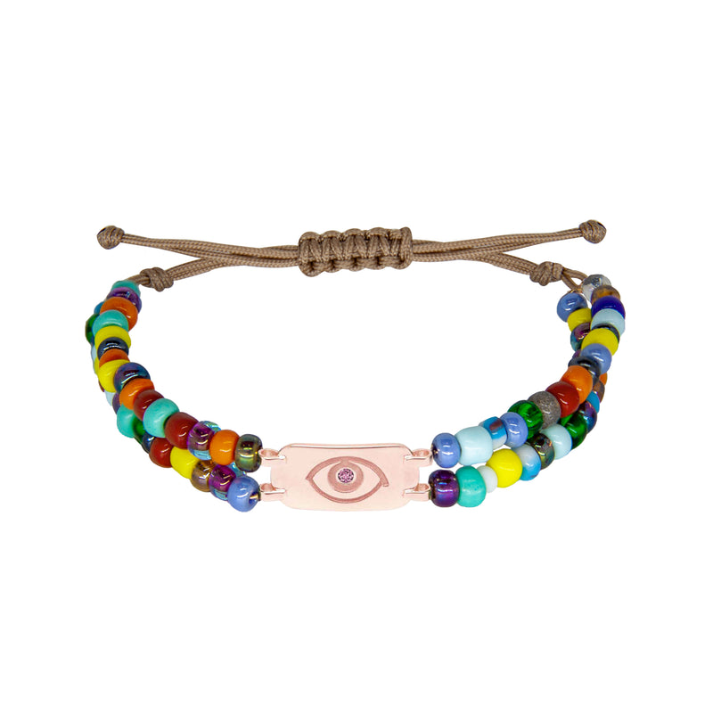 Rainbow Double Strand Bracelet with Pink Sapphires