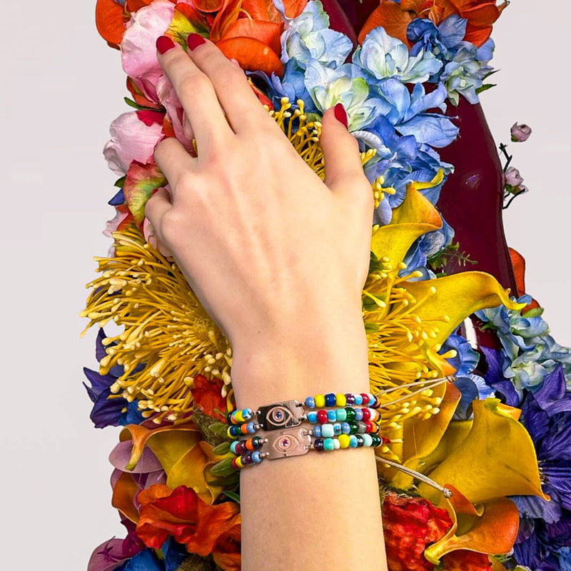 Rainbow Double Strand Bracelet with Pink Sapphires