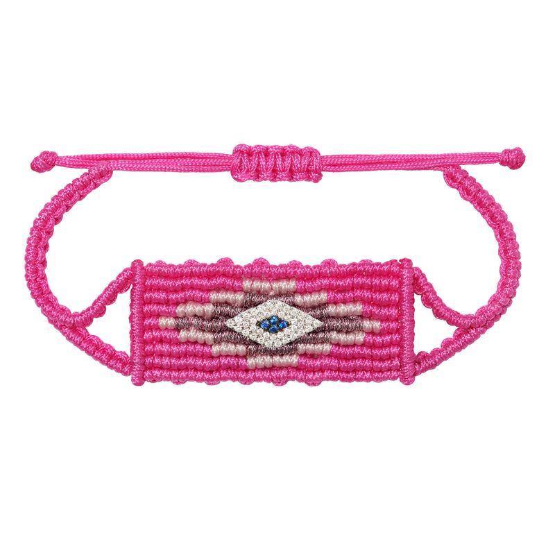 Dark Pink Evil Eye Woven Bracelet