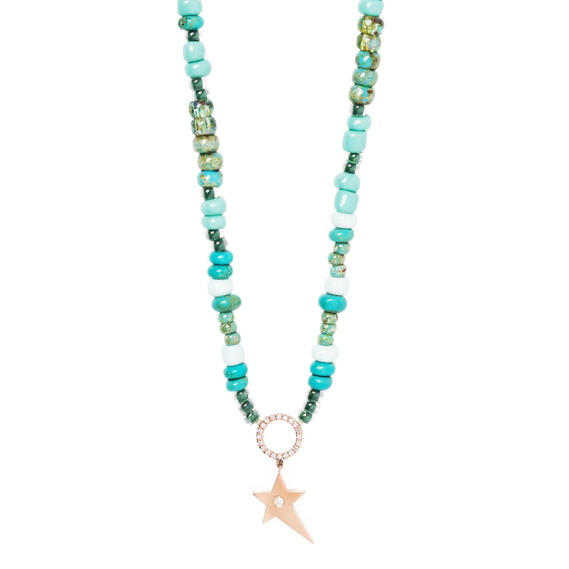 Turquoise Beaded Necklace with Star Pendant
