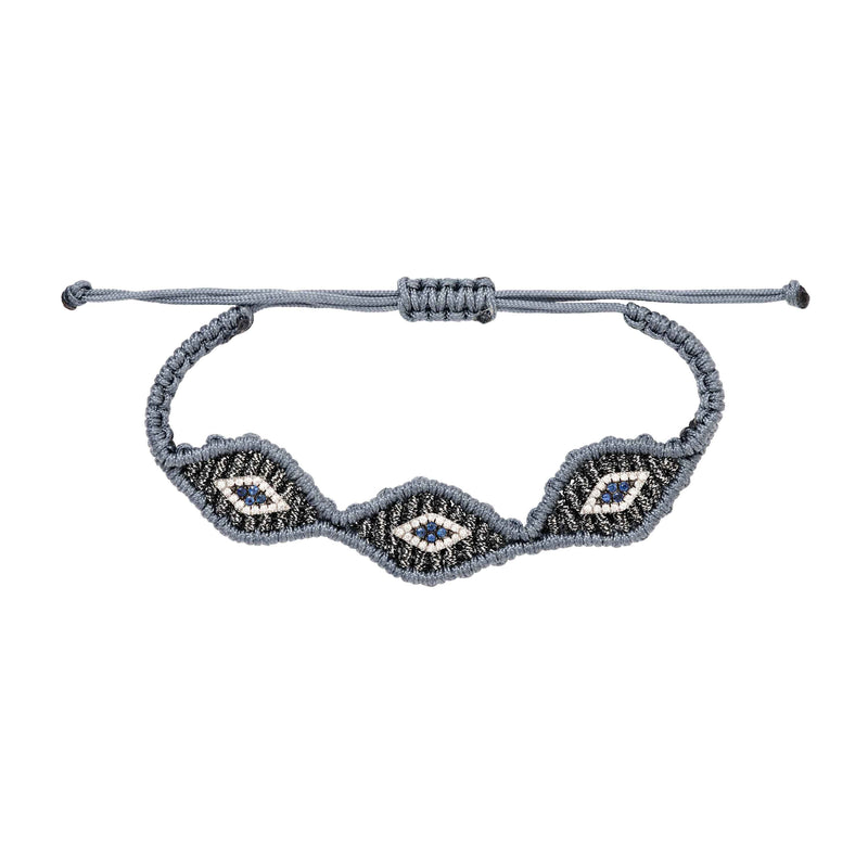 Denim Evil Eye Woven Bracelet