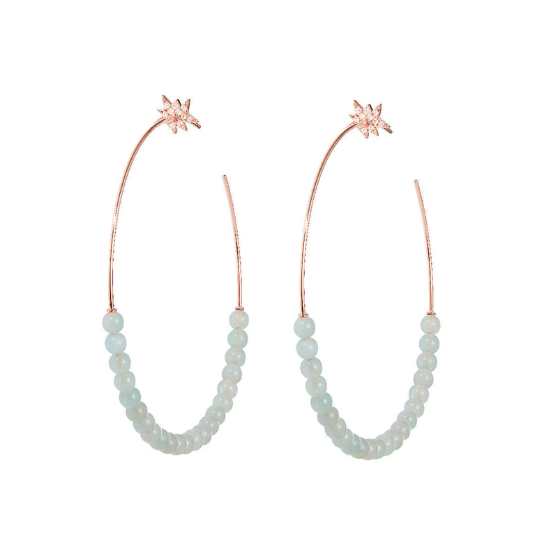 Diane Kordas Explosion Aquamarine Hoop Earrings