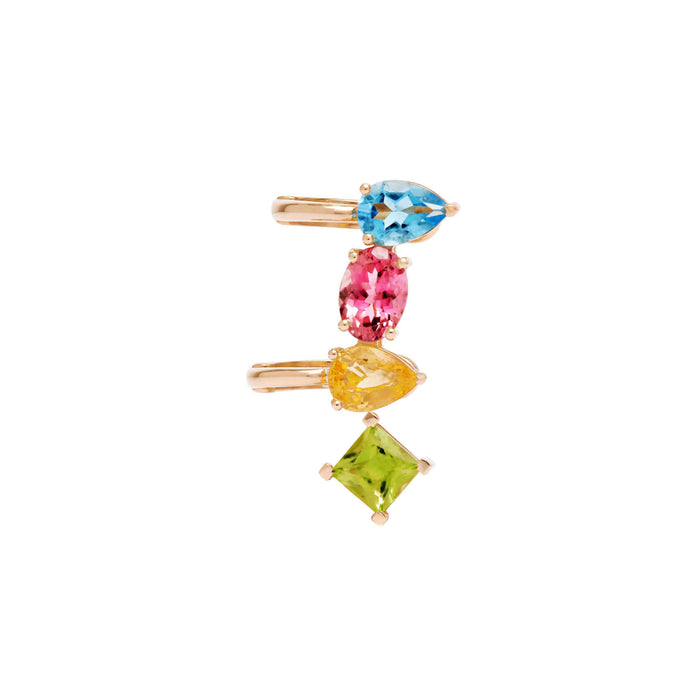 Blue Topaz, Tourmaline, Peridot And Sapphire Ear Cuff