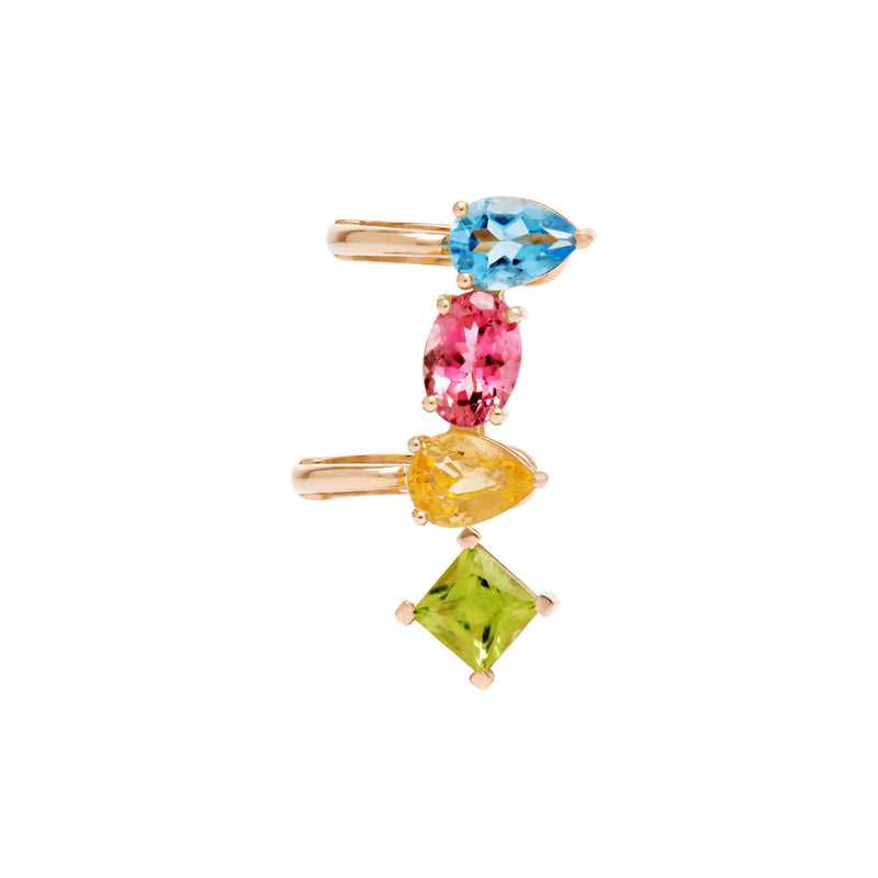 Blue Topaz, Tourmaline, Peridot And Sapphire Ear Cuff