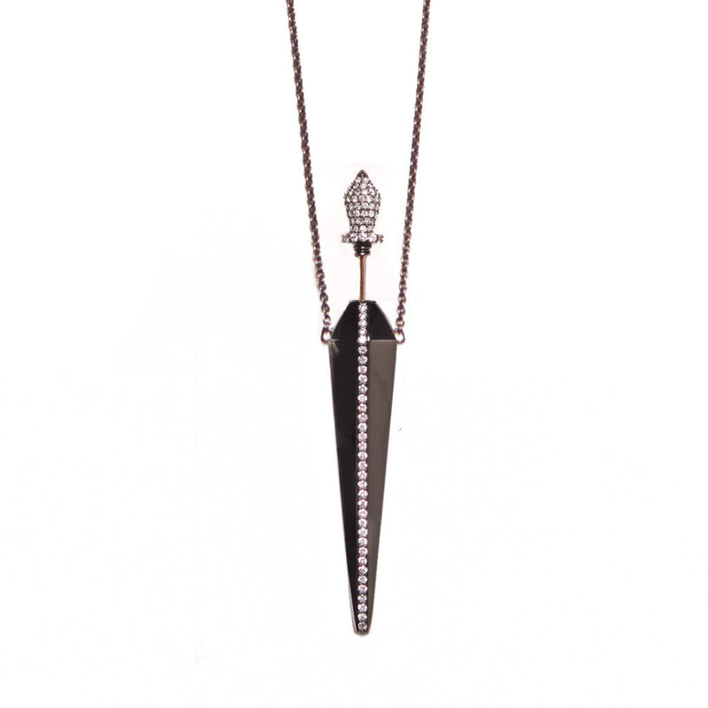 Diane Kordas Jewellery Black Gold Diamond Line Amulette 18kt gold open