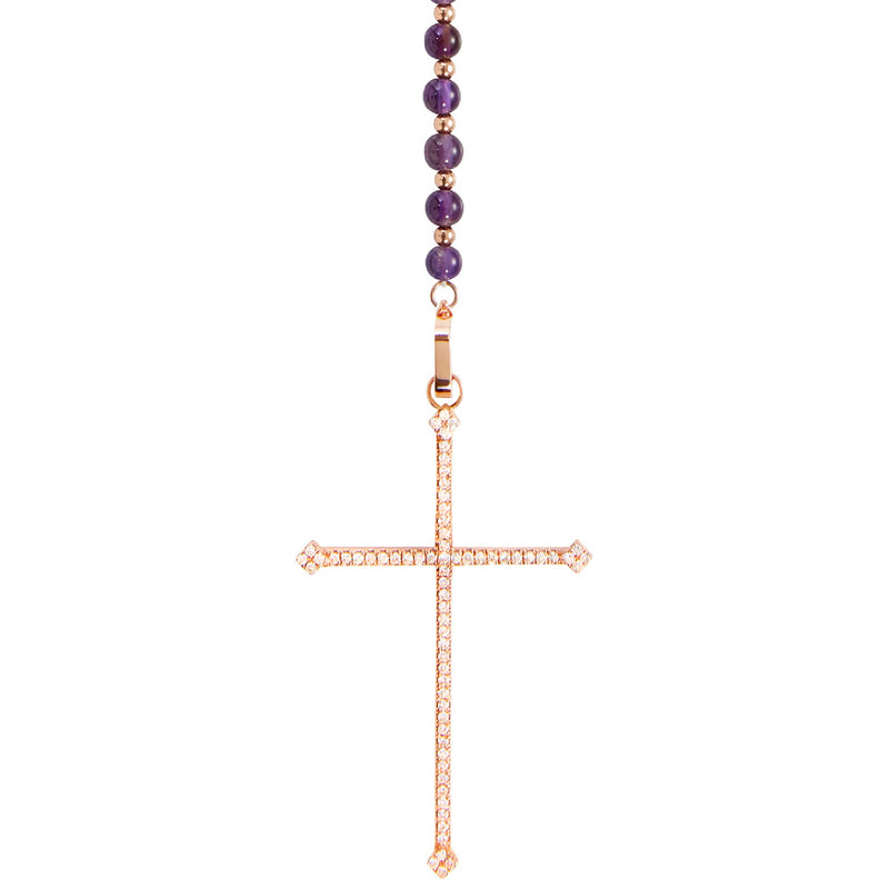 Diane Kordas Amethyst Cross Rosary Necklace