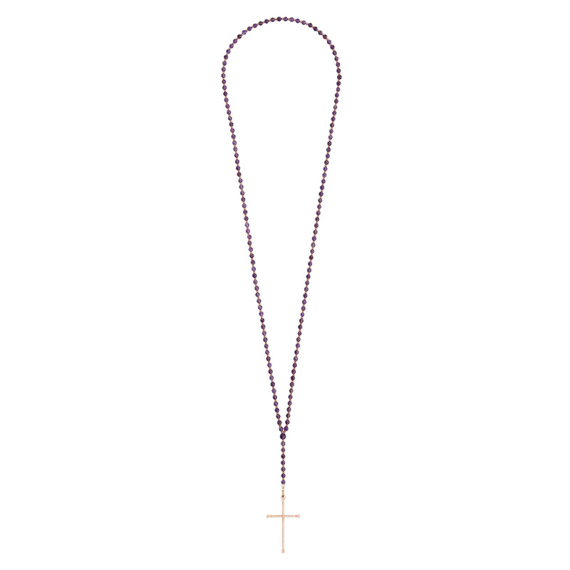 Diane Kordas Amethyst Cross Rosary Necklace