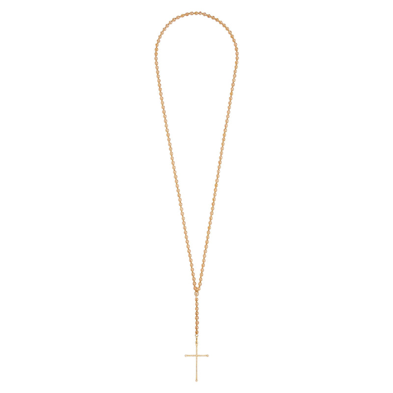 Aura Quartz Cross Rosary Necklace