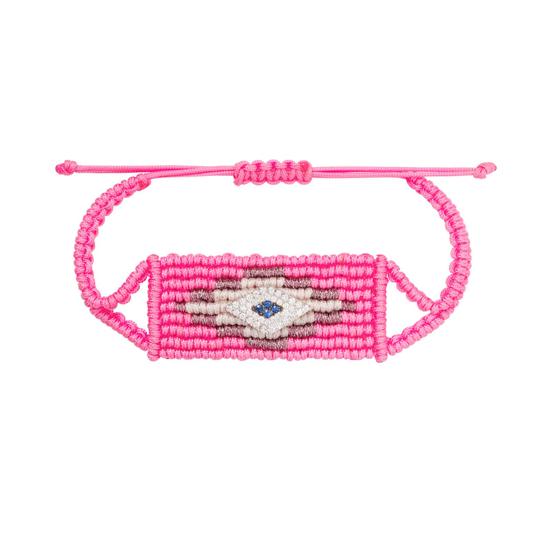 Bubblegum  Evil Eye Woven Bracelet