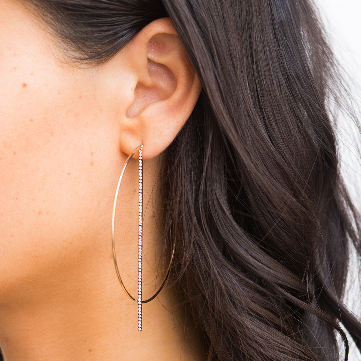 Hoop earrings with bar best sale through