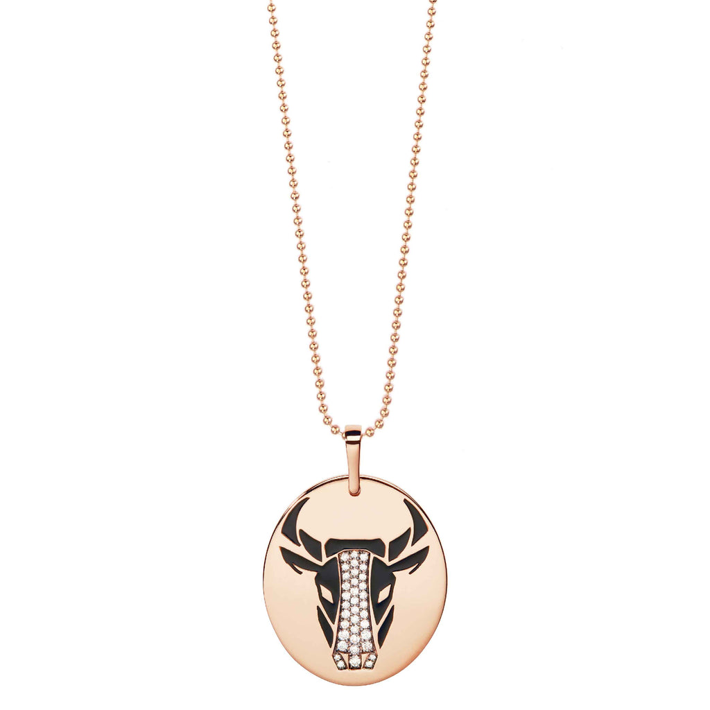 Diane Kordas 18k gold Bull Pendant with diamonds