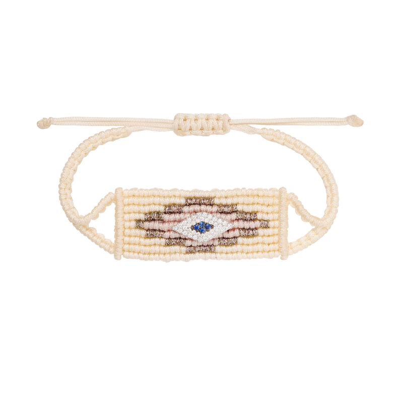Cream Evil Eye Woven Bracelet