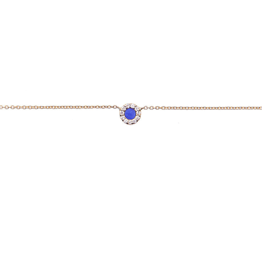 Diane Kordas Jewellery Lapis Round Evil Eye Necklace 18kt gold