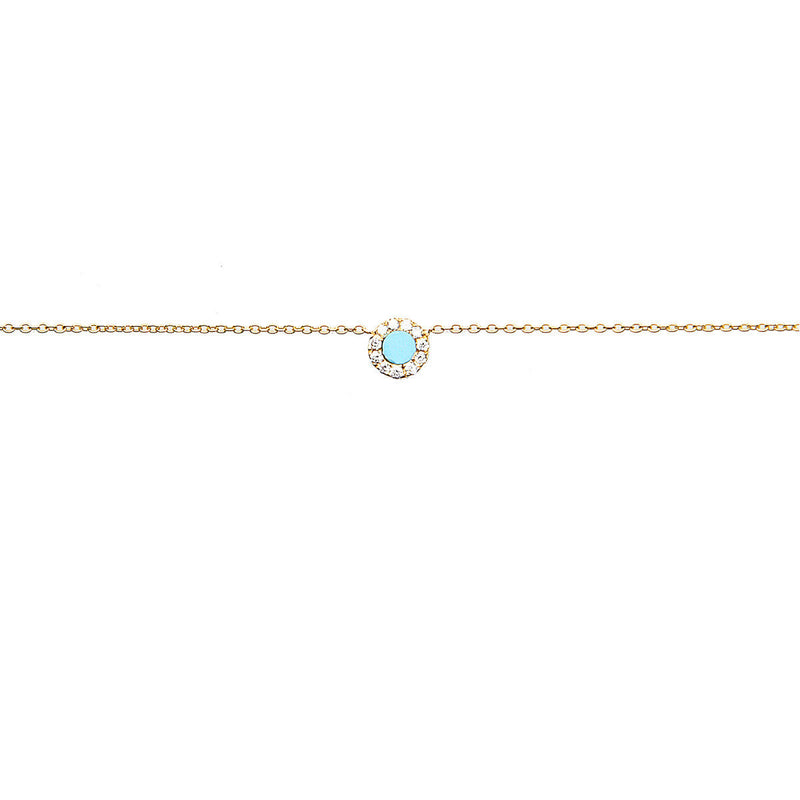 Diane Kordas Jewellery Turquoise Round Evil Eye Necklace 18kt gold