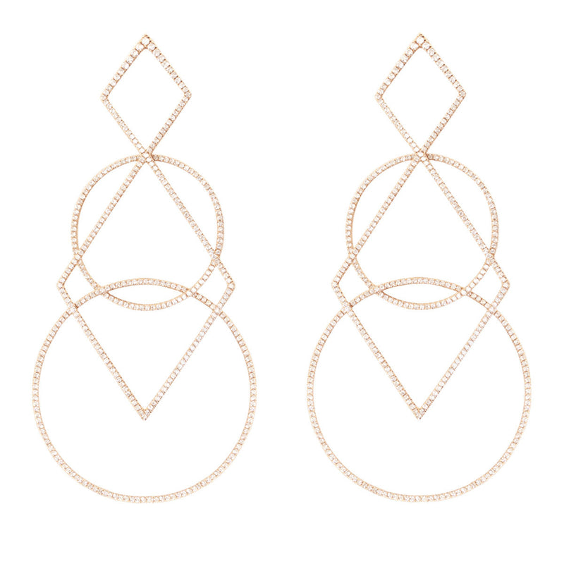 Diane Kordas Jewellery Diamond Geometric Earrings 18kt gold