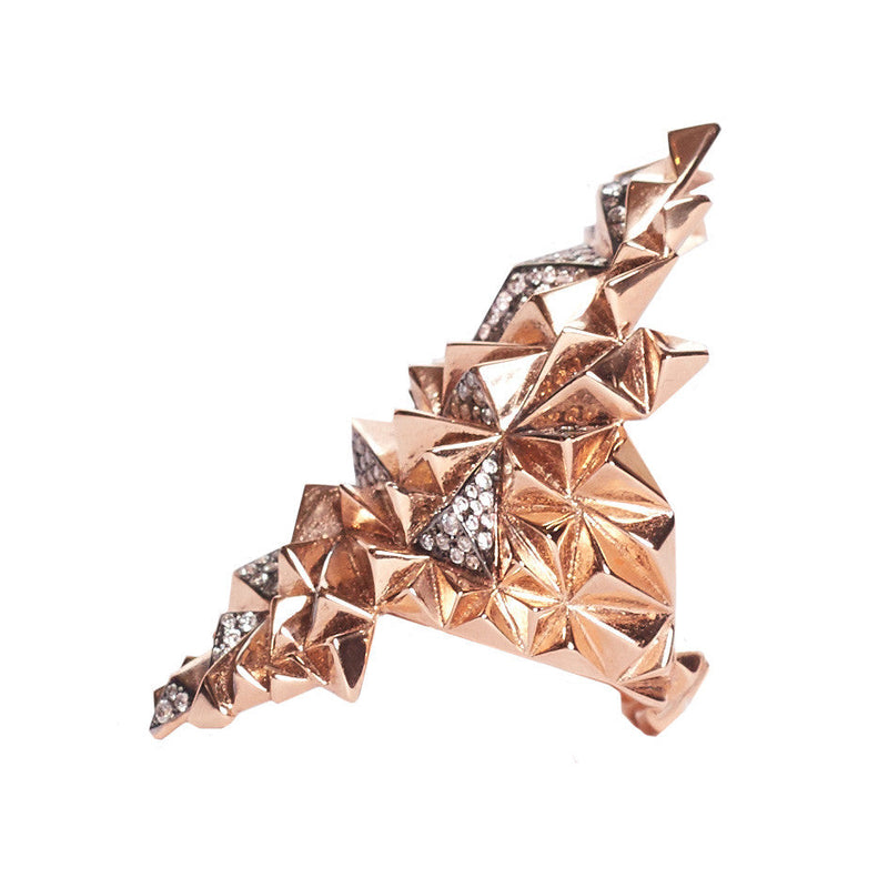 Diane Kordas Jewellery Rose Gold Eclipse Ring side view 18kt gold