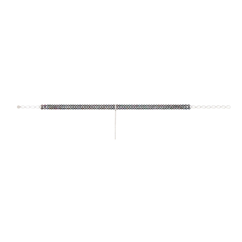 Diamond  Bar Grey Pearl Choker