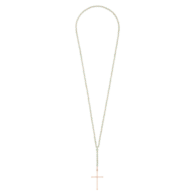 Green Aventurine Cross Rosary Necklace