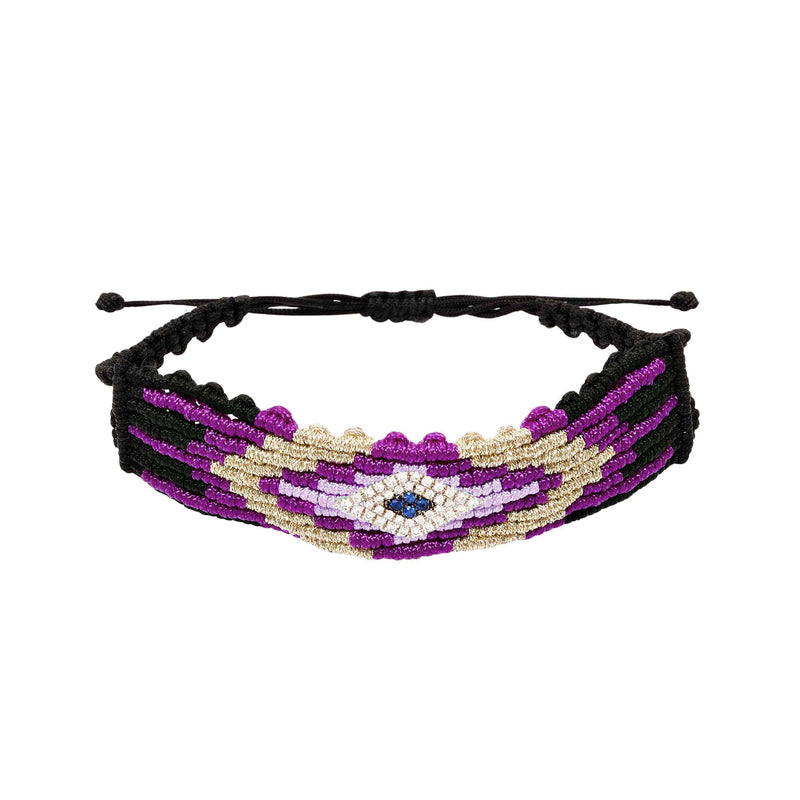 Purple Evil Eye Woven Bracelet