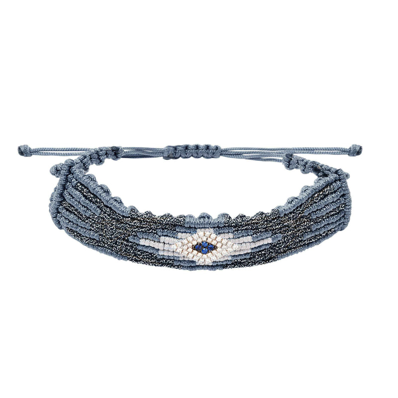 Denim Evil Eye Woven Bracelet