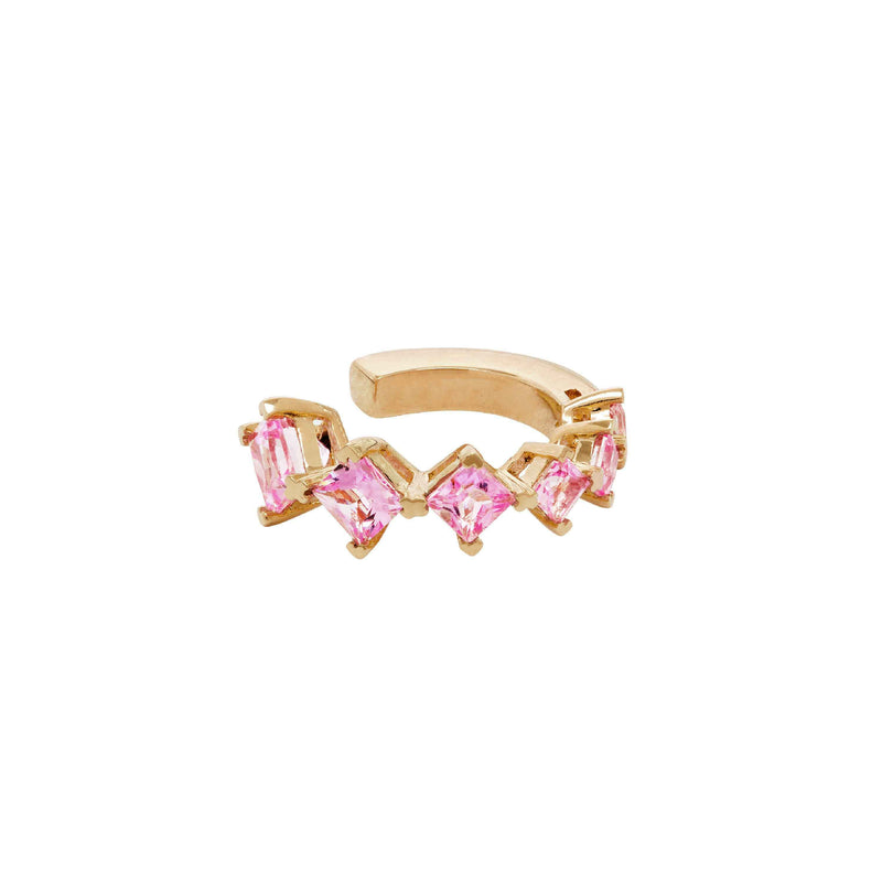 Pink Sapphire Round Ear Cuff