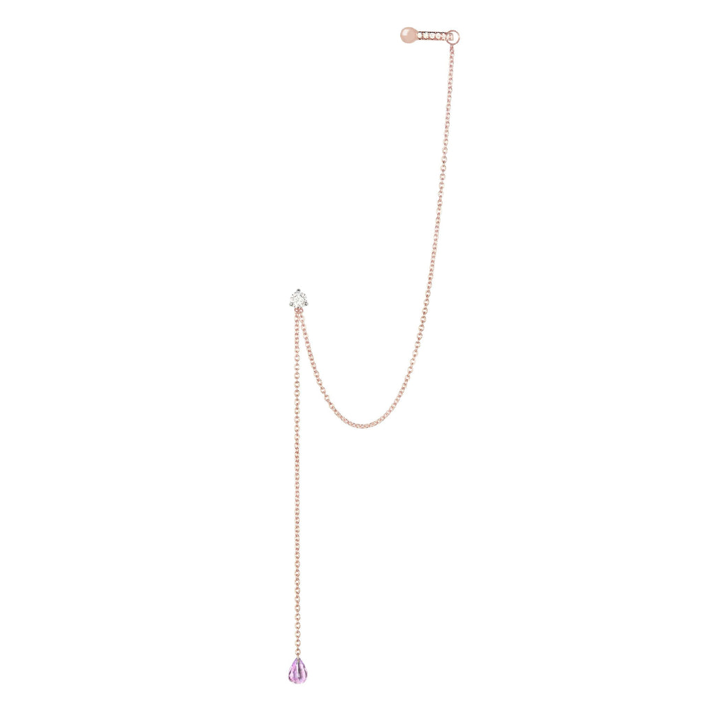 Diane Kordas Pink Sapphire Drape Chain Earring