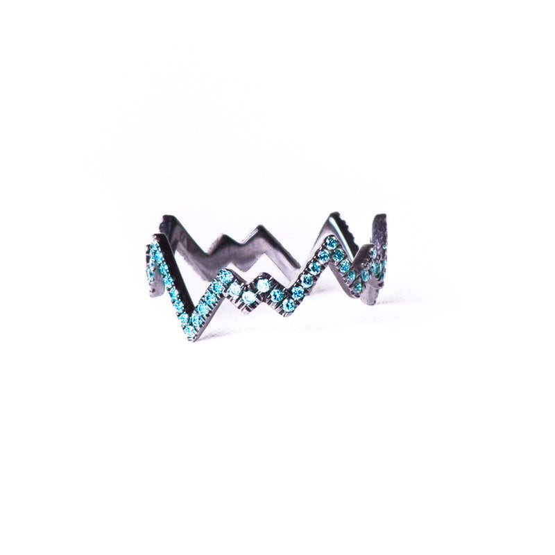 Diane Kordas Jewellery Blue Diamond Pop Art Band Ring 18kt gold