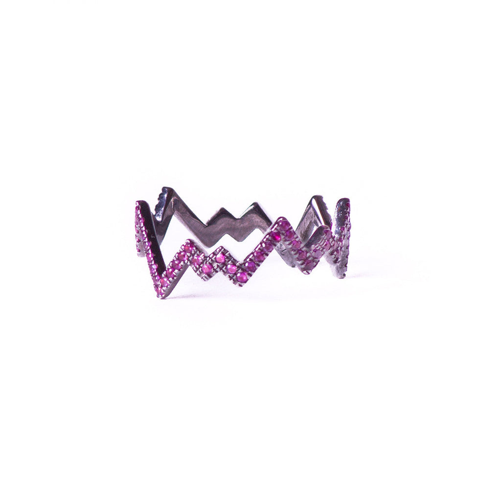 Diane Kordas Jewellery Pink Pop Art Band Ring 18kt gold