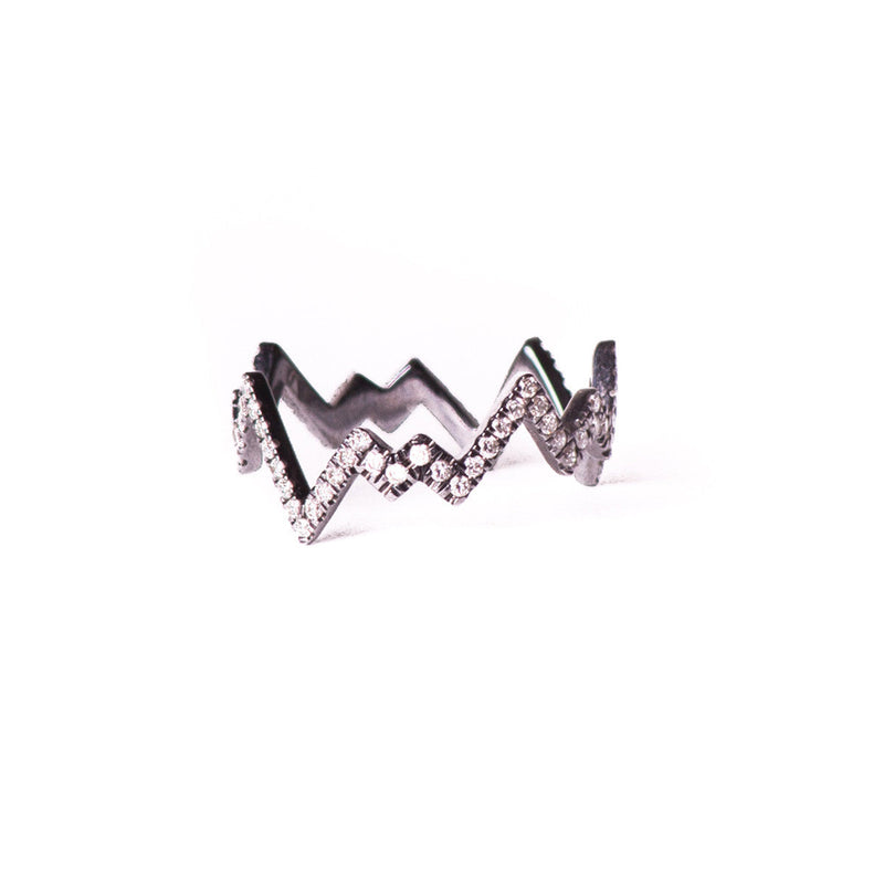 Diane Kordas Jewellery Black Gold Pop Art Band Ring 18kt gold