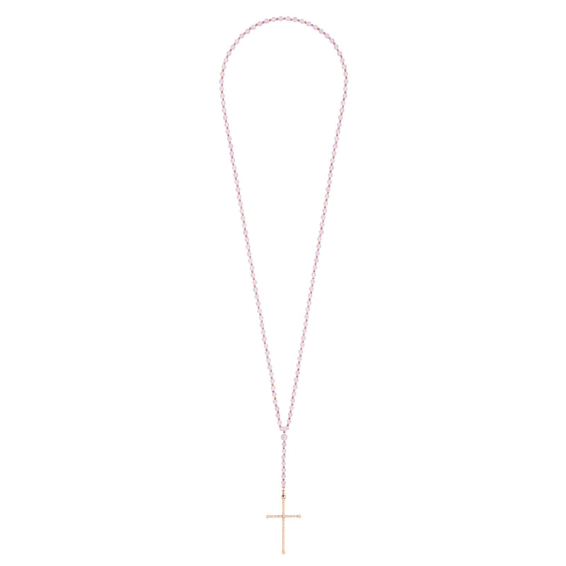 Purple Jade  Cross Rosary Necklace