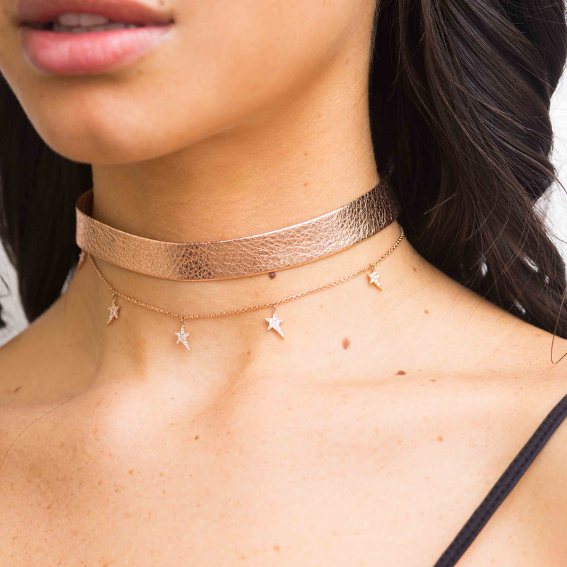 Leather Star Chain Choker