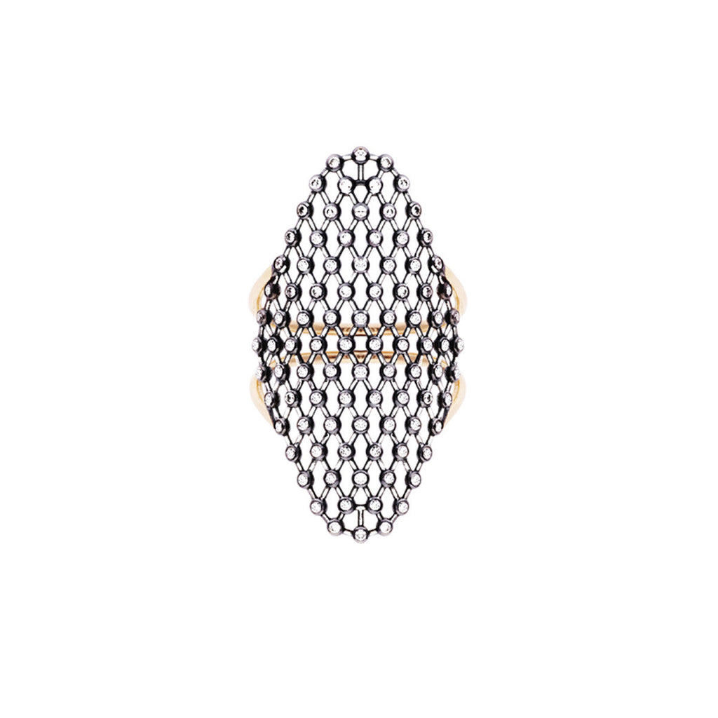 Diane Kordas Jewellery Triangle Mesh Ring 18kt gold