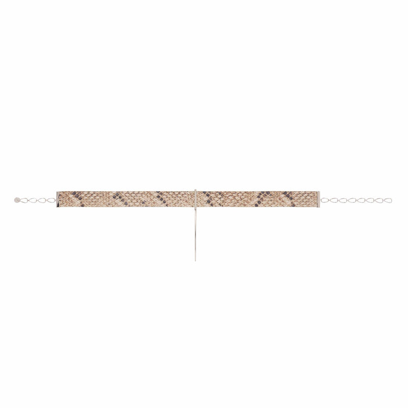 Snakeskin Leather Adjustable Bar Choker