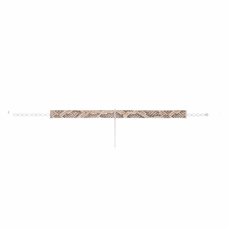 Snakeskin Leather Adjustable Bar Choker