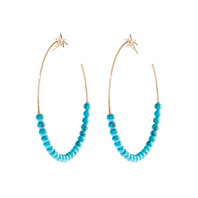 Star Turquoise Hoop Earrings